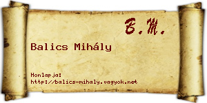 Balics Mihály névjegykártya