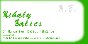 mihaly balics business card